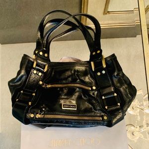 Jimmy Choo Malena Black Patent Leather Handbag